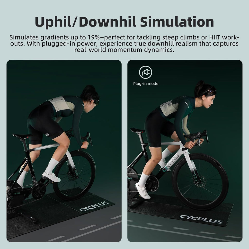 CYCPLUS R200 Smart Indoor Bike Trainer, 2200W Brushless Motor, 19% Gradient Simulator, Virtual Shifting, Uphill/Downhill Simulation, Super Silence for Realistic Indoor Cycling(Cassette Not Included)