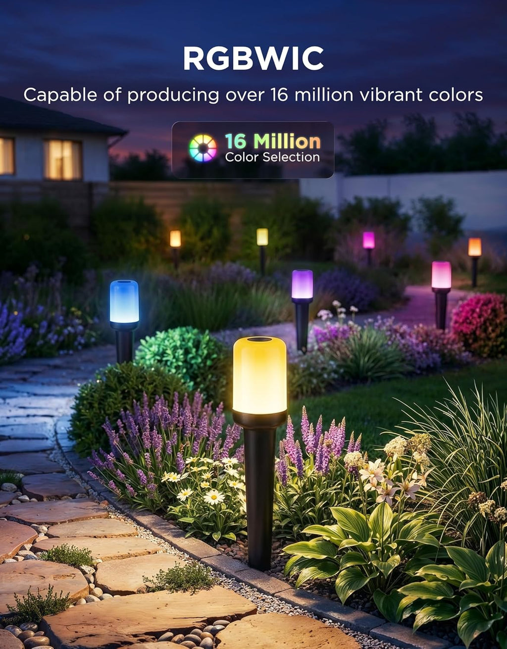 Govee Outdoor Cylinder Pathway Lights 8 Pack, 425lm Patio Lights, IP67 Waterproof, 60+ Preset Scene Modes, Outdoor Decor for Path, Patio, Garden, Lawn, Compatible with Alexa, Google Assistant, Matter