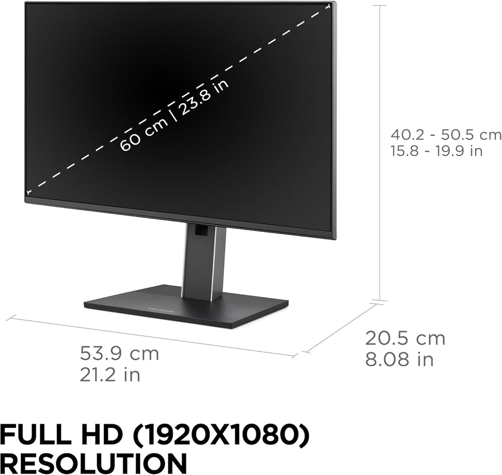ViewSonic VG2452 24 Inch IPS 1080p Ergonomic Monitor with Tilt, Swivel, Pivot, Height Adjust, 100Hz, USB Hub, HDMI, DisplayPort, and 65W USB C Inputs (Renewed)