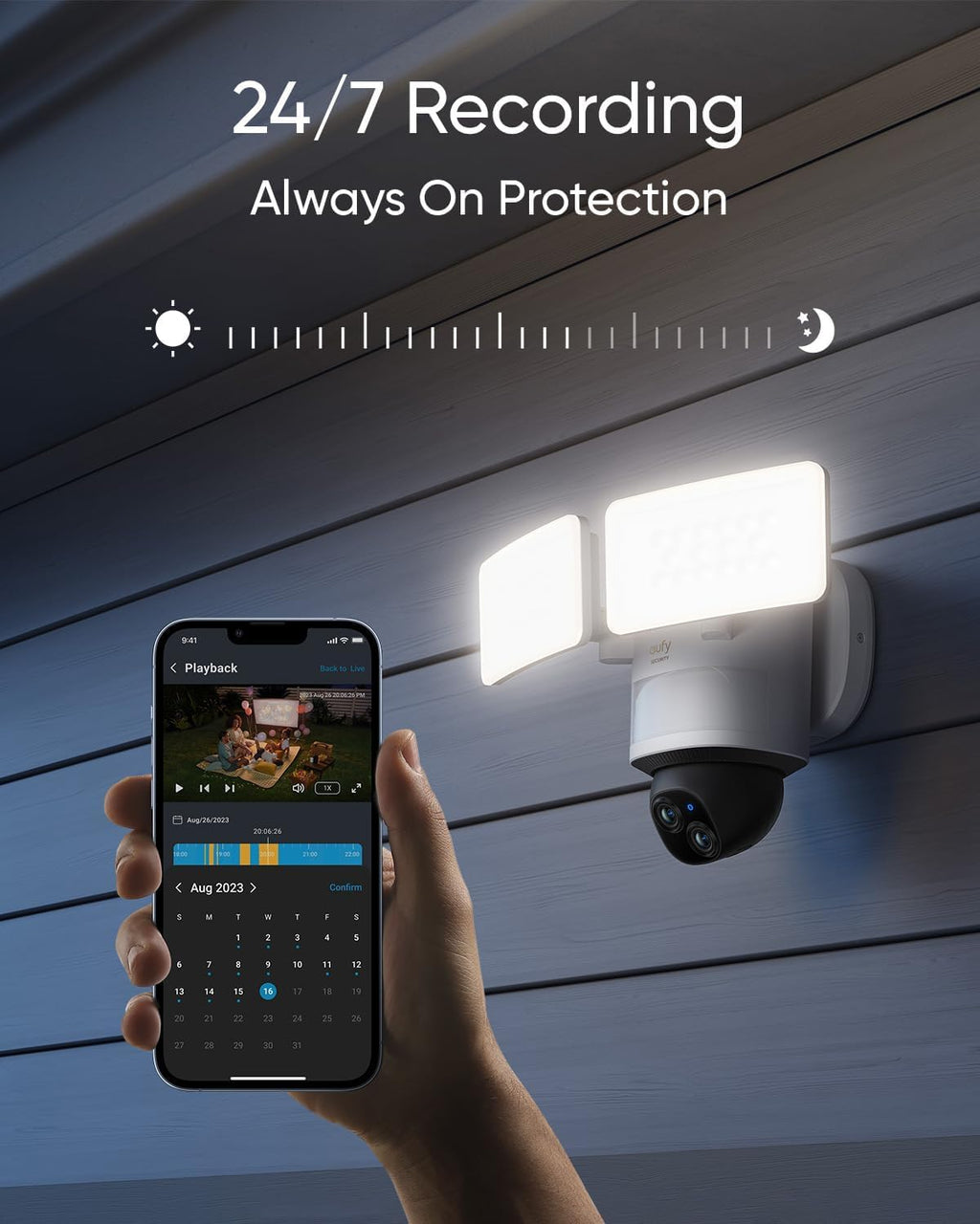 eufy Security Dual-Lens 360°Coverage Floodlight Camera E340,Security Camera Outdoor, Pan &Tilt,AI Detection&Tracking,8× Hybrid Zoom,No Monthly Fee, 24/7 Recording, Dual-Band Wi-Fi 6, 2000 LM,Wired