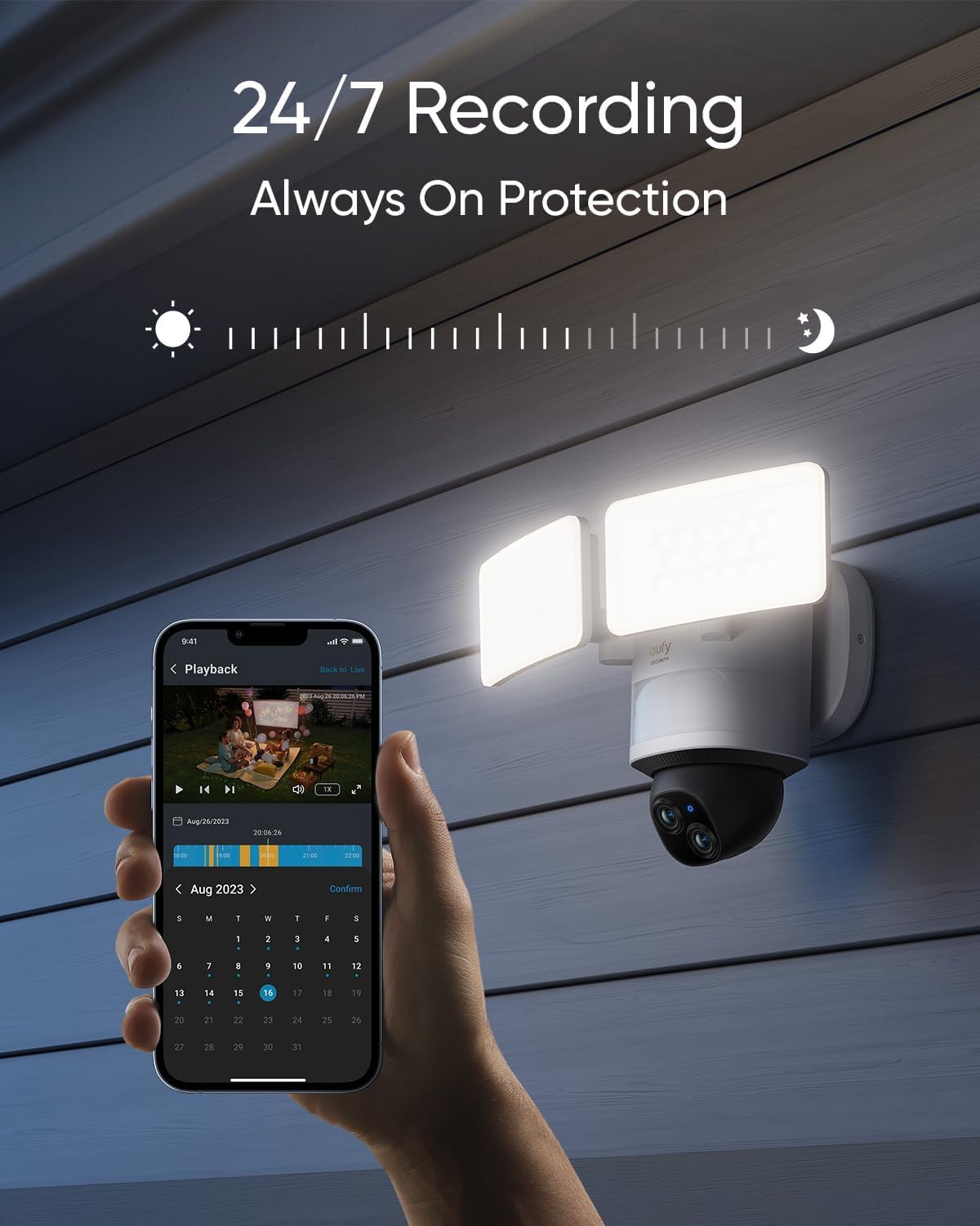 eufy Security Dual-Lens 360°Coverage Floodlight Camera E340,Security Camera Outdoor, Pan &Tilt,AI Detection&Tracking,8× Hybrid Zoom,No Monthly Fee, 24/7 Recording, Dual-Band Wi-Fi 6, 2000 LM,Wired
