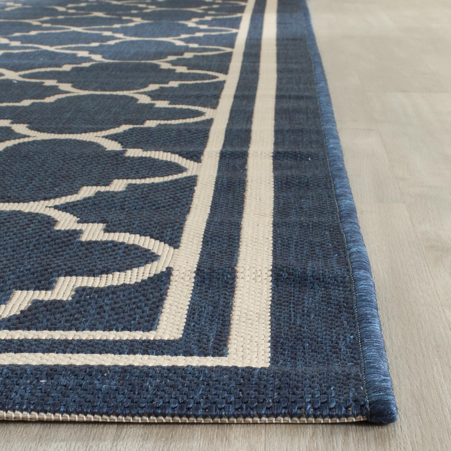 SAFAVIEH Courtyard Collection 8' x 11' Navy/Beige CY6918 Trellis Indoor/ Outdoor Splashproof Easy Scrubbing Patio Backyard Mudroom Area Rug