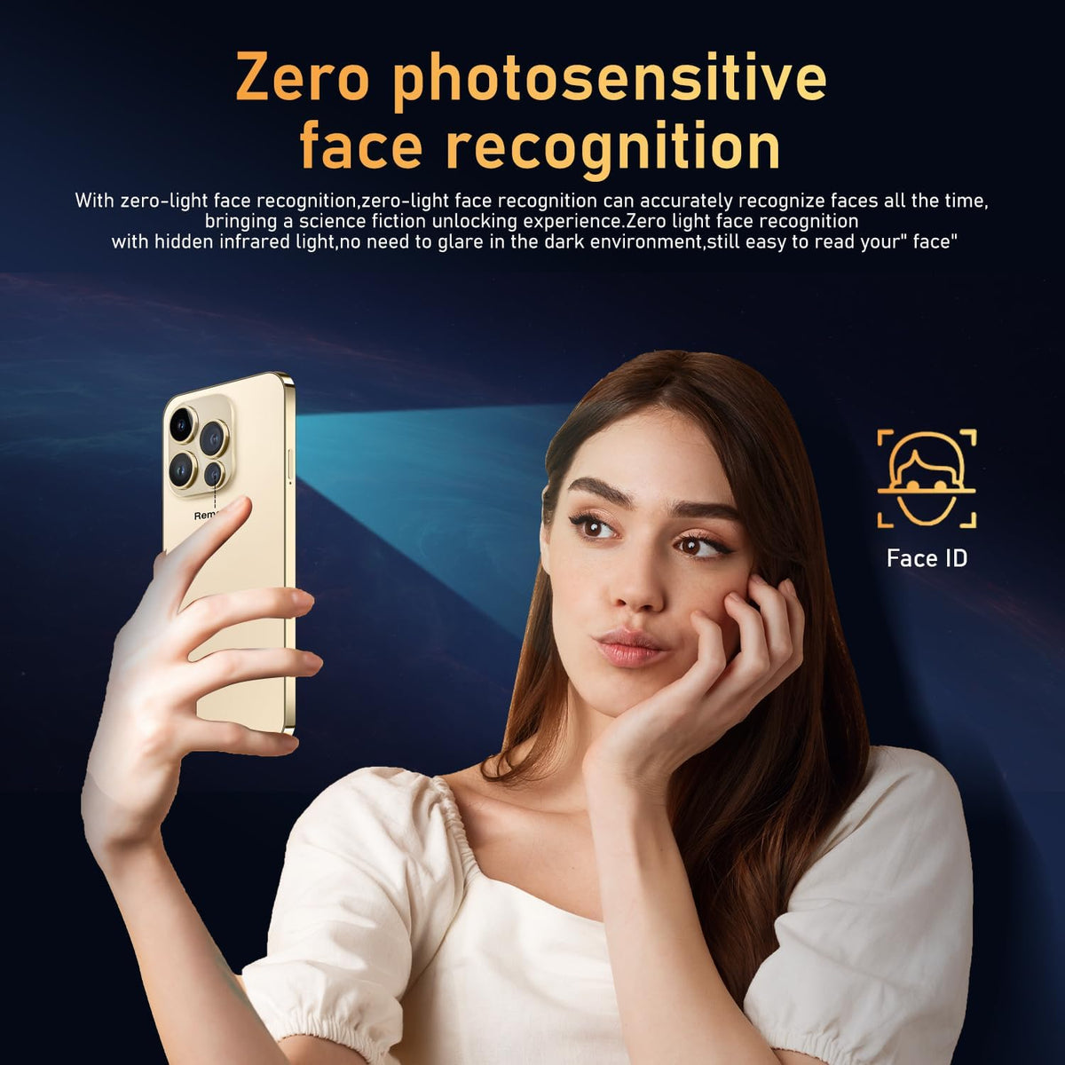 Huness 14 PM Smartphone Unlocked Cell Phone,Battery 6800mAh 6.82" HD Screen Unlocked Phones,16+512GB Android 14 Support 128GB Memory Card,Dual SIM/Fingerprint Lock/Face ID/GPS (Gold, 16+512G)