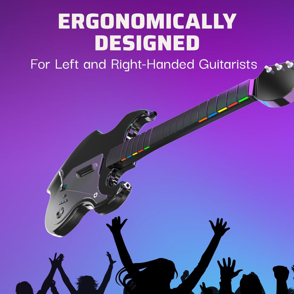 PDP RIFFMASTER Wireless Guitar Controller for Xbox Series X|S, Xbox One, Windows 10/11 PC, Rock Band 4, Fortnite Festival, Audio Jack, Rechargeable Battery, Officially Licensed by Microsoft – Black