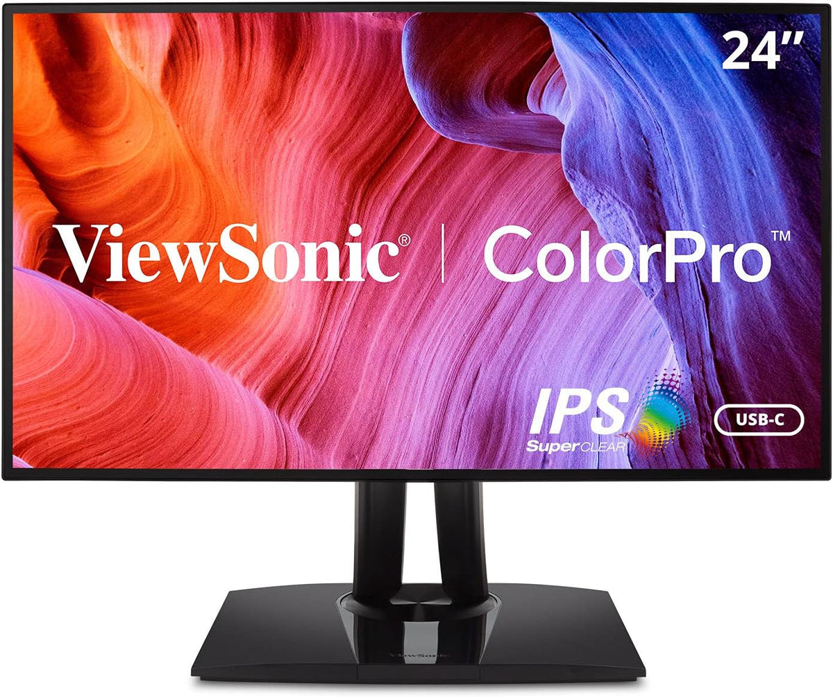 ViewSonic VP2468a ColorPro 24 inch 1080p IPS Monitor with 100% sRGB, Rec 709, USB C (65W), RJ45, Color Blindness Mode, Hardware Calibration for Photo and Graphic Design (Renewed)