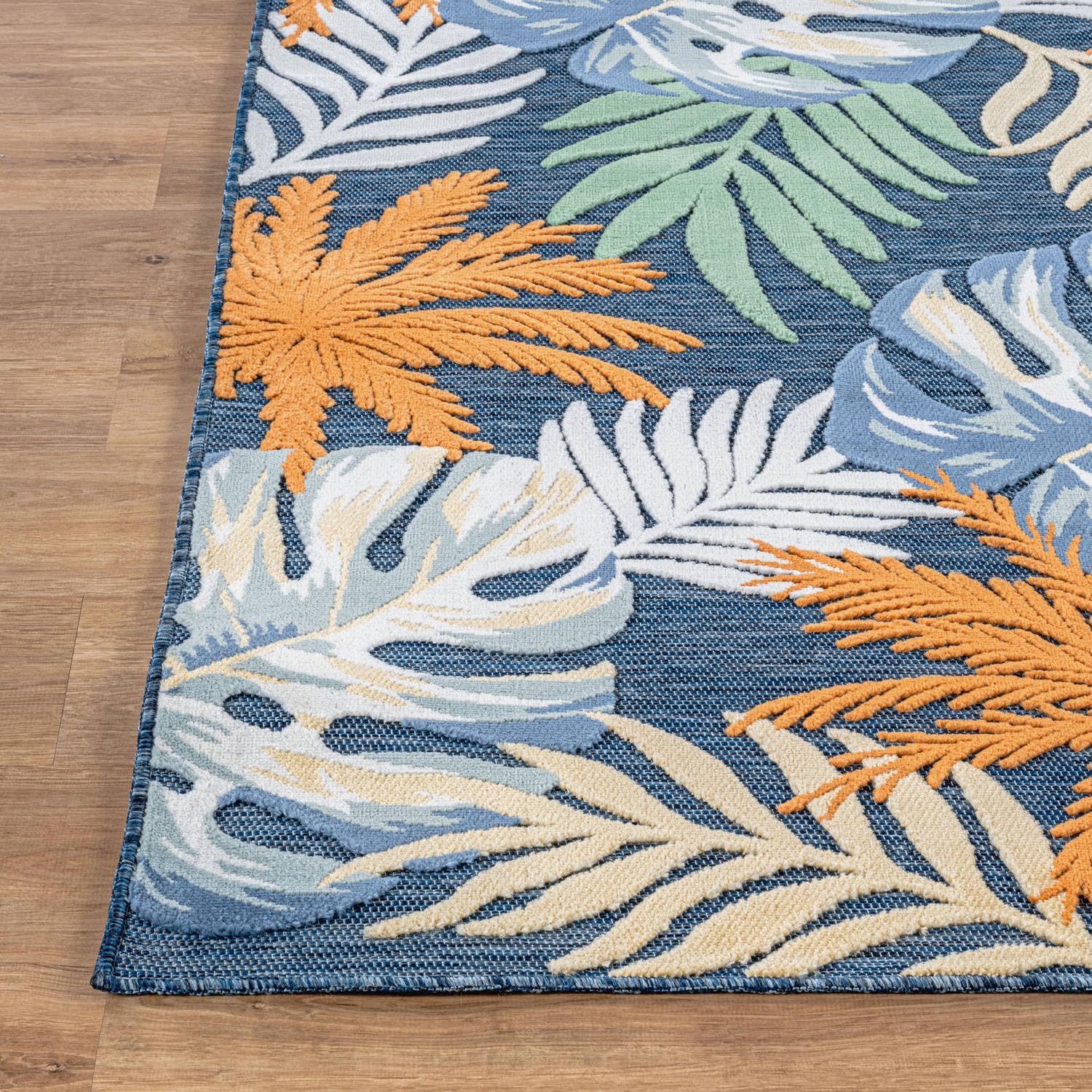 Luul Home Floral Indoor Outdoor Rugs 9x12 Large Area Rug for Living Room, Patio Decor, Kitchen, and Entryway Rug, Washable Stain Resistant Outside Carpet Midnight 9 x 12