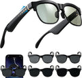 Smart Bluetooth Sunglasses with Electrochromic Lenses, Multi-Level Tint Control for Driving, Travel, Fishing, Daily Use, Open-Ear Audio Speakers, Bluetooth 5.4, Unisex High Tech Gift