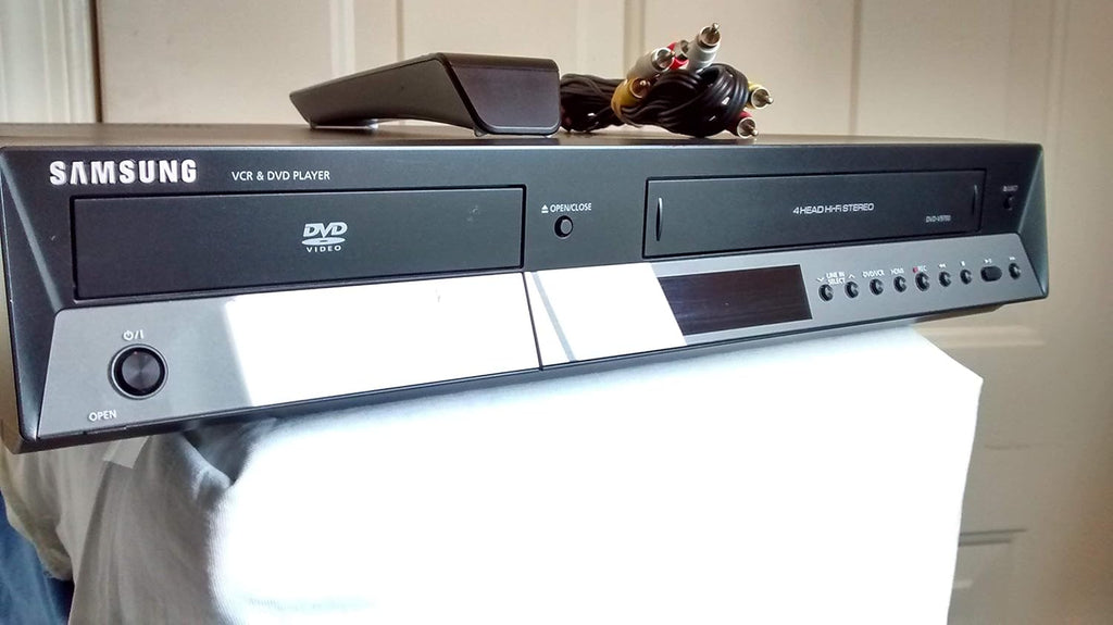 SAMSUNG DVD-V9700 HIFI STEREO DVD & VCR COMBO RECORDER 4 ROTARY HEAD. DIGITAL VCR RECORDER - TUNERLESS w/ HDMI, DVIX, DTS SURROUND, DOLBY DIGITSL. Remote Included + AV Connector Cords (Renewed)