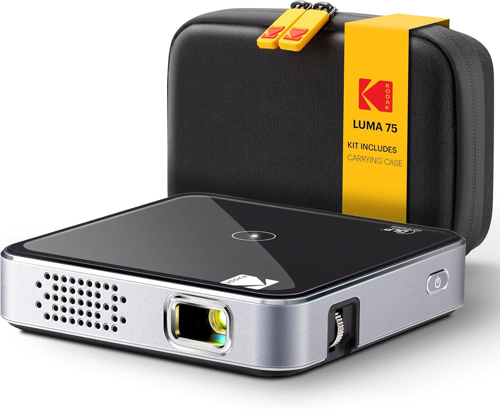 KODAK Luma 75 Mini Pocket Projector - Black, 2-Hour Runtime - 1080p HD DLP Projector - 100-Inch Screen Portable Display - Lightweight Camping Device