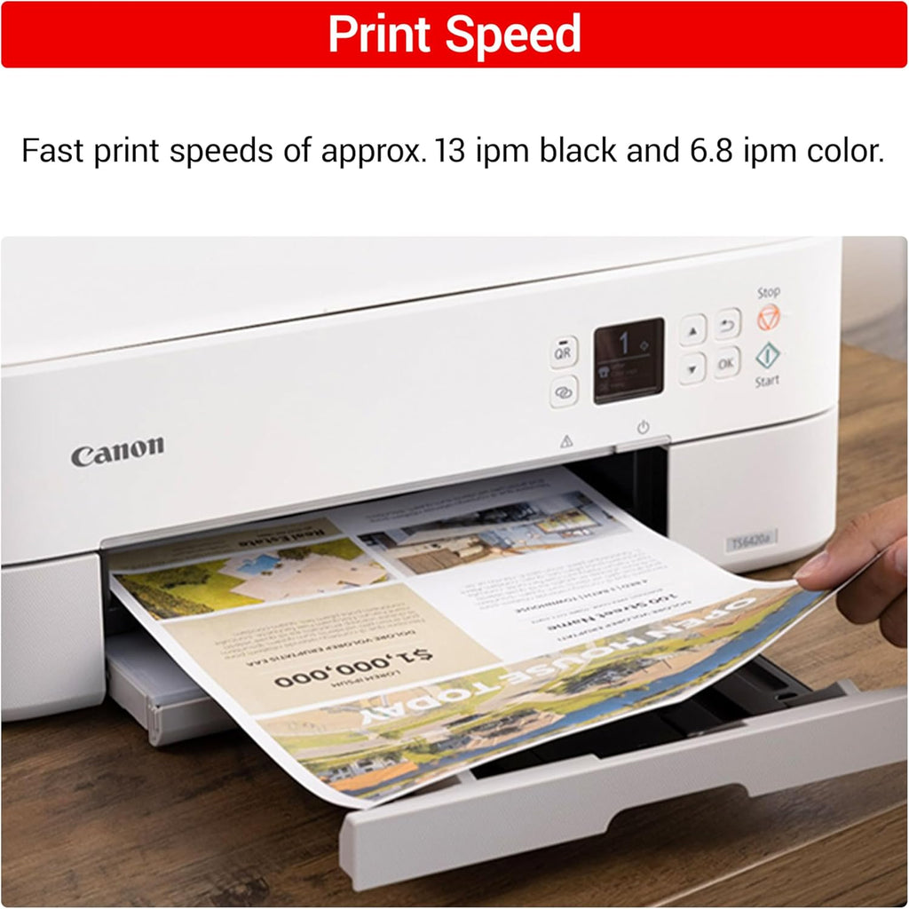 Canon PIXMA TS6420a All-in-One Wireless Inkjet Printer Print,Copy,Scan, White