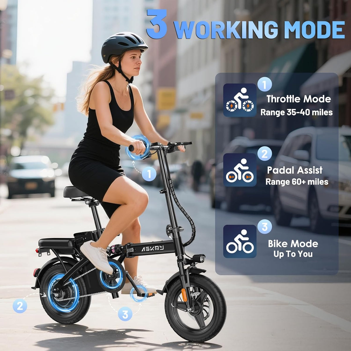 Foldable Electric Bike for Adults and Teens, 740W Peak Motor Ebike with 48V 10AH/20AH Removable Battery, 30-60 Miles PAS Range, 14" Folding Mini E-Bike, 20MPH Electric Bicycle for Daily Commuting