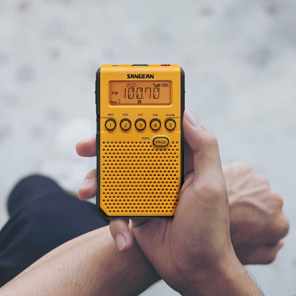 Sangean DT-800YL NOAA Weather Alert Pocket Radio, AM/FM, Yellow