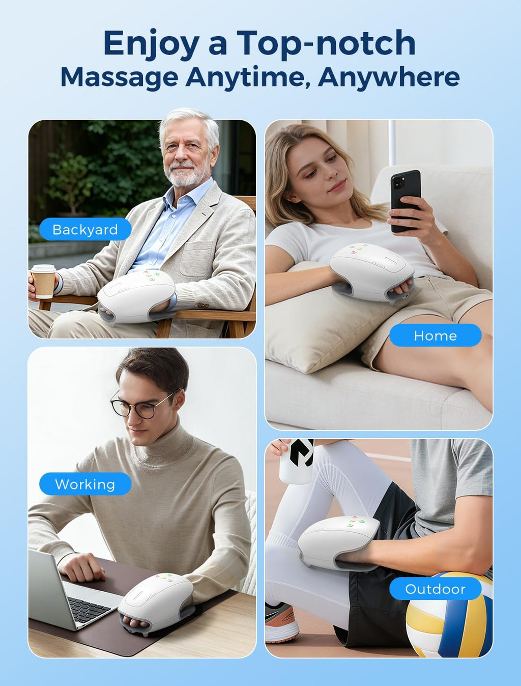 Estefanlo Hand Massager with Heat and Compression, Cordless Hand Massager for Arthritis Pain Relief, 3 Modes Air Compression Finger Massage Device, 2 Heat Levels, Washable Silicone Liner