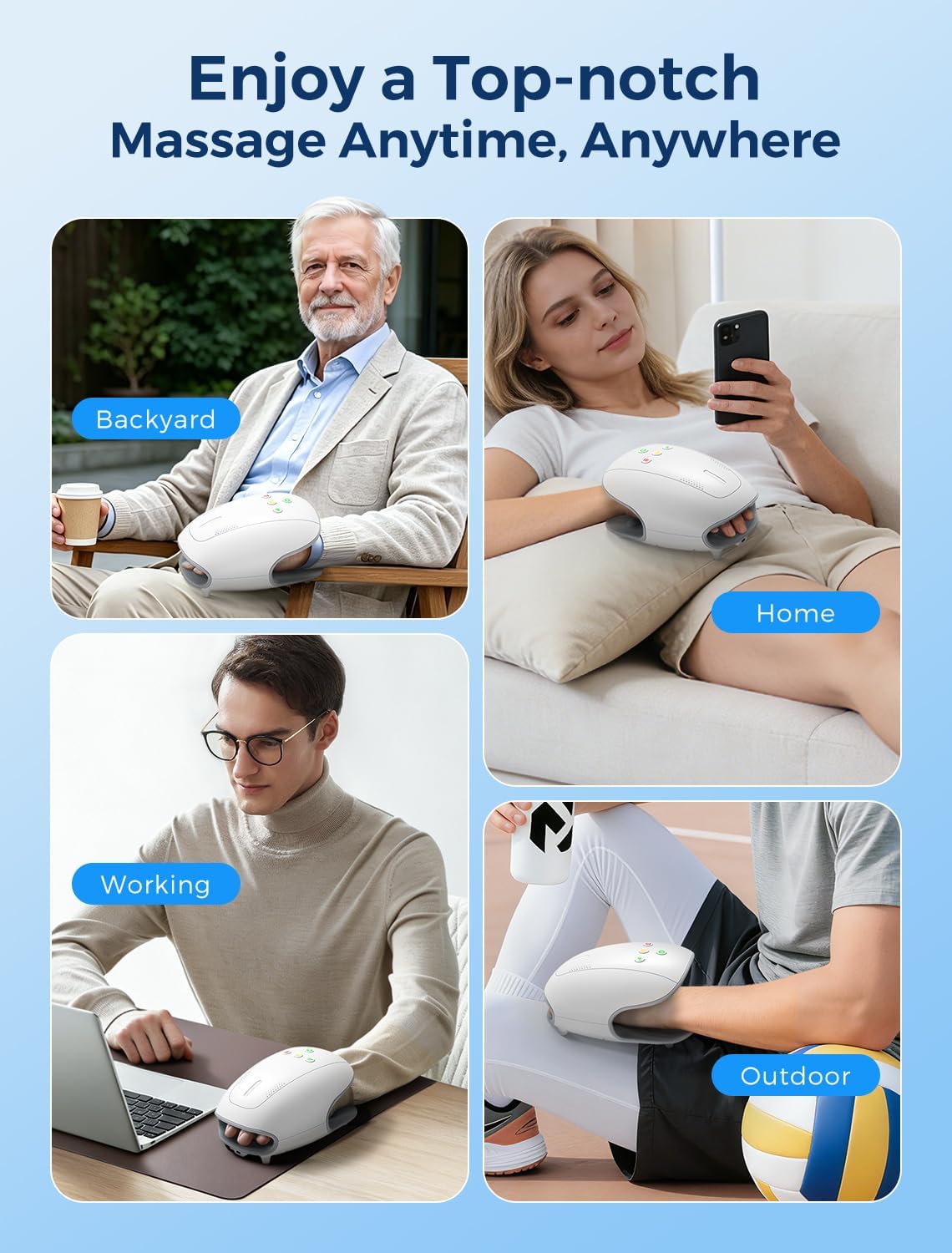 Estefanlo Hand Massager with Heat and Compression, Cordless Hand Massager for Arthritis Pain Relief, 3 Modes Air Compression Finger Massage Device, 2 Heat Levels, Washable Silicone Liner