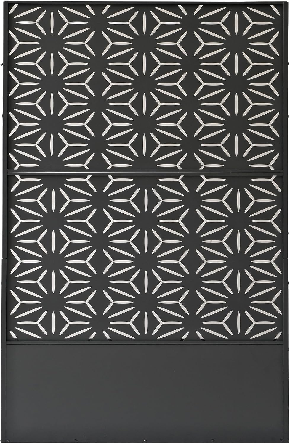 Oakland Living 6 ft. X 4 ft. Black Freestanding Metal Privacy Screen Room Divider with Flower Box