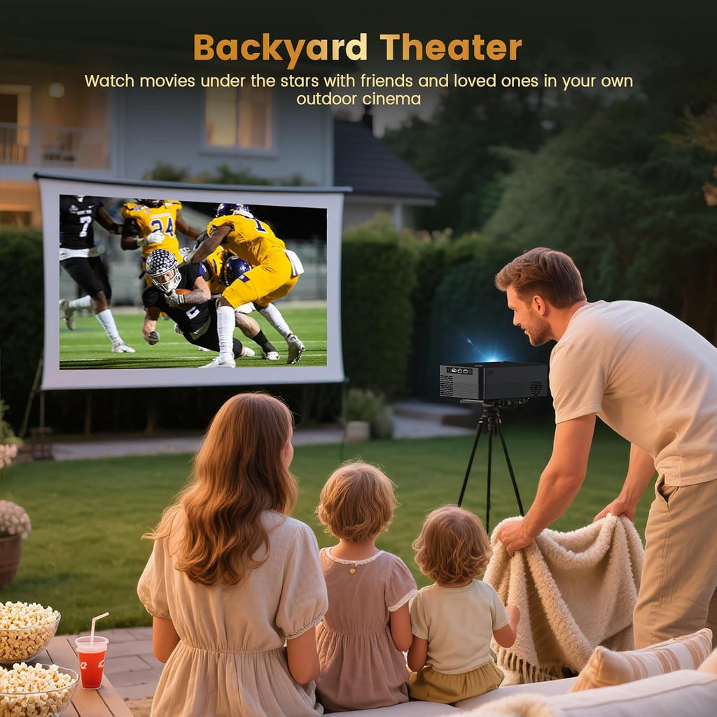 Projector with WiFi and Bluetooth, Native Full HD 1080P Bluetooth Mini Projector,4K Support,Video Projector for Home Theater, Compatible with Smartphone, HDMI, USB, AV, Fire Stick, PS5