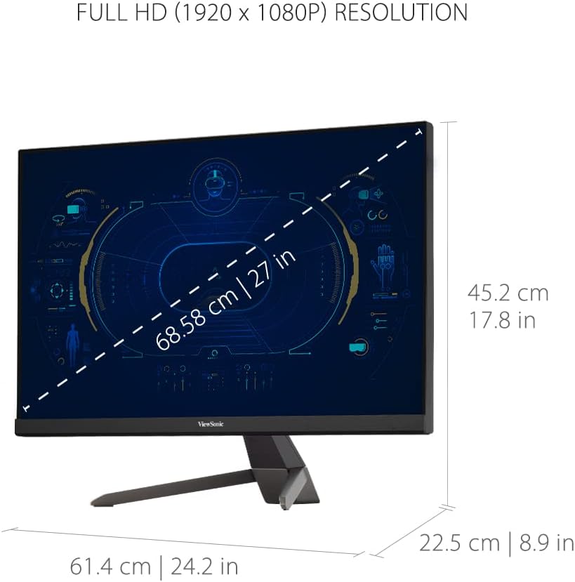 ViewSonic VX2767-MHD 27 Inch 1080p Gaming Monitor with 100Hz, 1ms, Ultra-Thin Bezels, FreeSync, Eye Care, HDMI, VGA, and DP