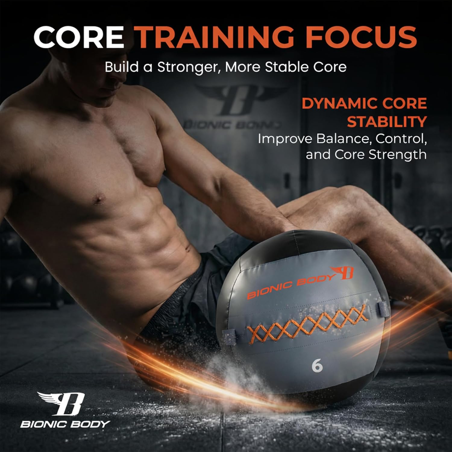 Bionic Body Soft Medicine Ball Weighted Slam Wall Ball for Cardio Workout and Core Training – Ideal for Squat, Lunge, and Partner Toss