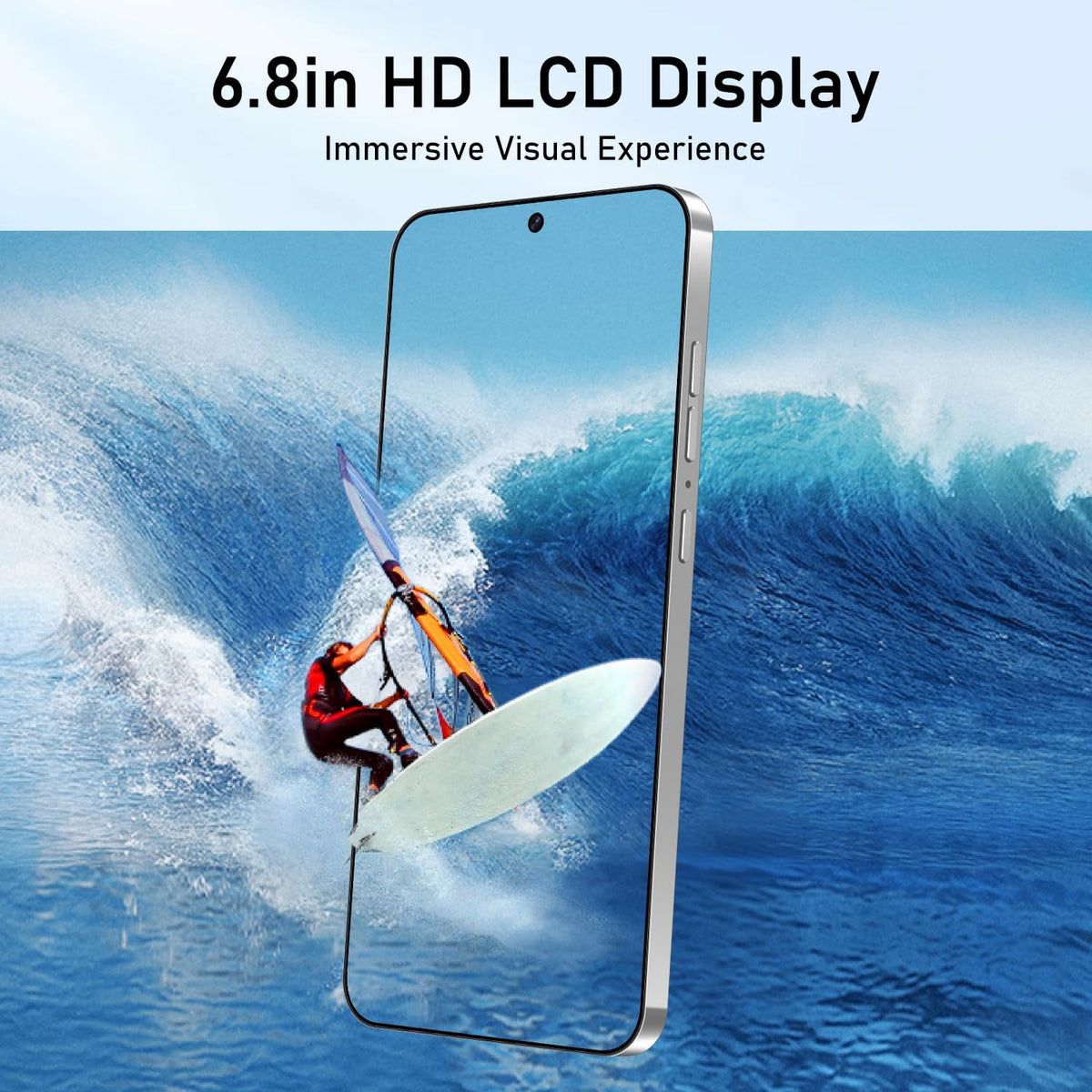 Unlocked Phone I25 Ultra 8-core 8GB+256GB Cell Phone 6.8-inch HD Screen 50MP+24MP Camera 6800 mAh Extra Large Battery 4G Dual SIM (Light Purple)