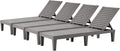EUNHOO Outdoor Lounge Chaise, Adjustable Pool Lounge Chairs with 5 Positions Backrest, Waterproof Sun Loungers for Garden Pool Beach Patio Deck Sunbathing Set of 4
