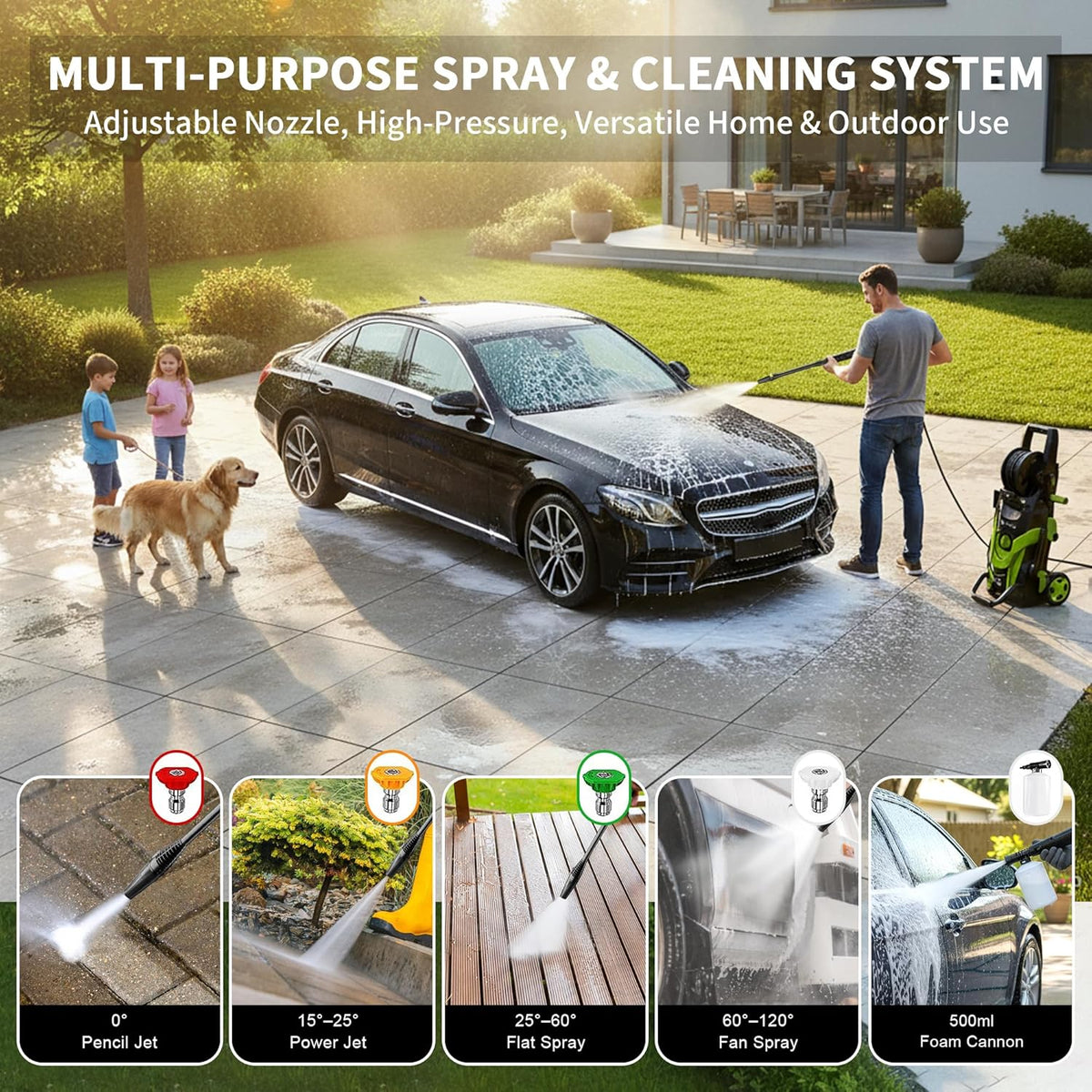 4500 MAX PSI P*ressure Washer 2026 NEW, 4 N*ozzles and F*OAM C*annon, P*ower Cleaner (Yellow)