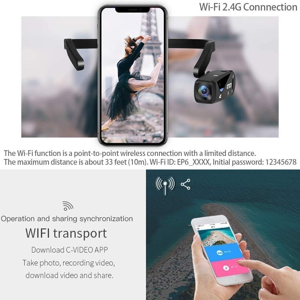 ORDRO Camcorder 4K Head Mounted Camera EP6 Wearable Video Camera FHD 1080P 60FPS Vlog Video Recorder WiFi Hands-Off Camera Webcam (32GB Memory Card Included)