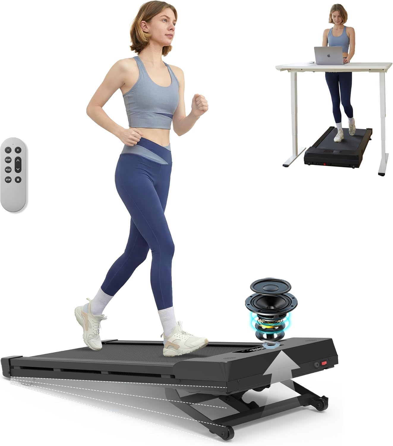 PACEROCKER Walking Pad Treadmill with 12% 9-Level Auto Incline, 450 lbs Capacity Bluetooth Speaker Under Desk Treadmills for Home Hiking, 5 MPH