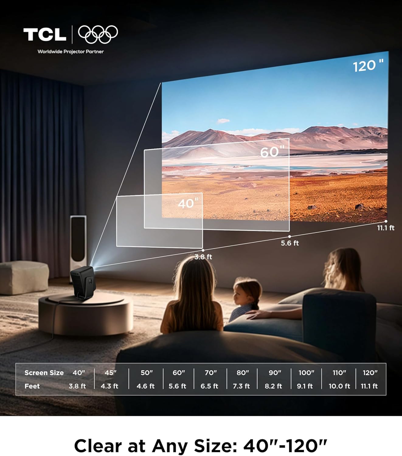 TCL C1 Smart Projector 4K Support, Compatible with Google TV, WiFi and Bluetooth, Auto Focus/Keystone, 1080P HDR10, Dolby Audio, 285° Rotation Mini Projector for Bedroom/Home Theater/Outdoor