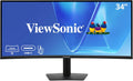 ViewSonic VG3420C 34 Inch UWQHD 1440p Curved Docking Monitor, 1500R IPS Display for Immersive Home and Office Productivity, 120Hz, 96W USB-C, RJ45, HDMI, and DisplayPort Inputs