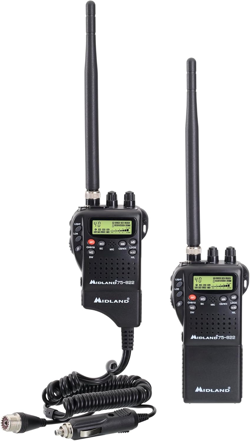 Midland 75-822 Handheld CB Radio & Mobile CB Radio – Walkie Talkie with 40 Channels, NOAA Weather Alerts, Long Range, Compatible with CB Antennas