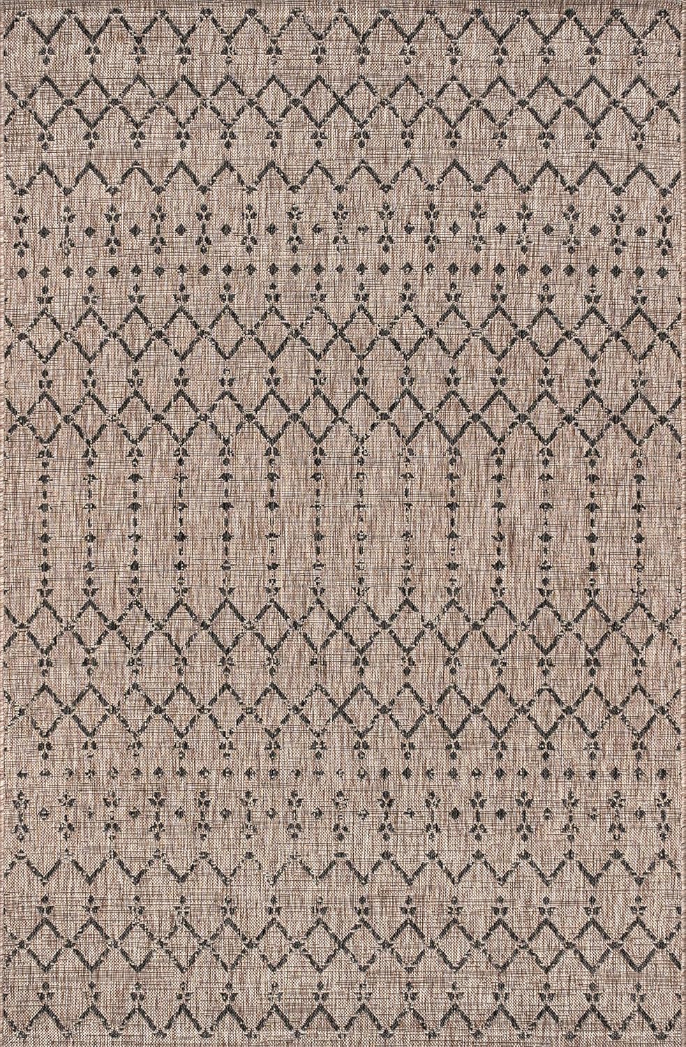 JONATHAN Y Moroccan Geometric Indoor Outdoor Area Rug 8X10 Natural/Black, Ourika Textured Weave for Backyard, Patio, Porch, Easy-Cleaning, High Traffic, Pet-Friendly, Non-Shedding (SMB108D-8)