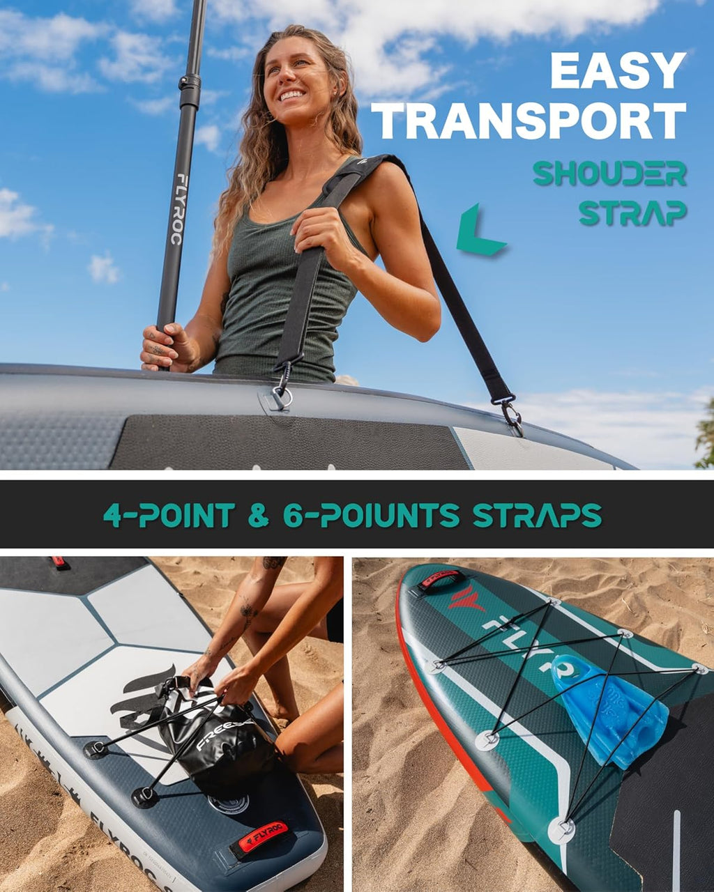 11'6x35'' Extra Wide Inflatable Paddle Board, 450lb Capacity Stand Up Paddle Board for Adults (x3), Stable Inflatable SUP, All Skill Levels, 3 Handles, 100L Backpack, 3PCS Paddle, 5L Dry Bag