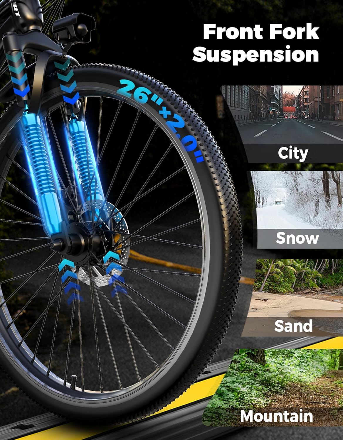 ASKGO Electric Bike for Adults, 1500W Peak Mountain Ebike with 25 MPH, 65 Miles Range, 7 Speeds, 48V 10.4Ah Removable Battery Ebike, 26" Electric Bicycle for Commute