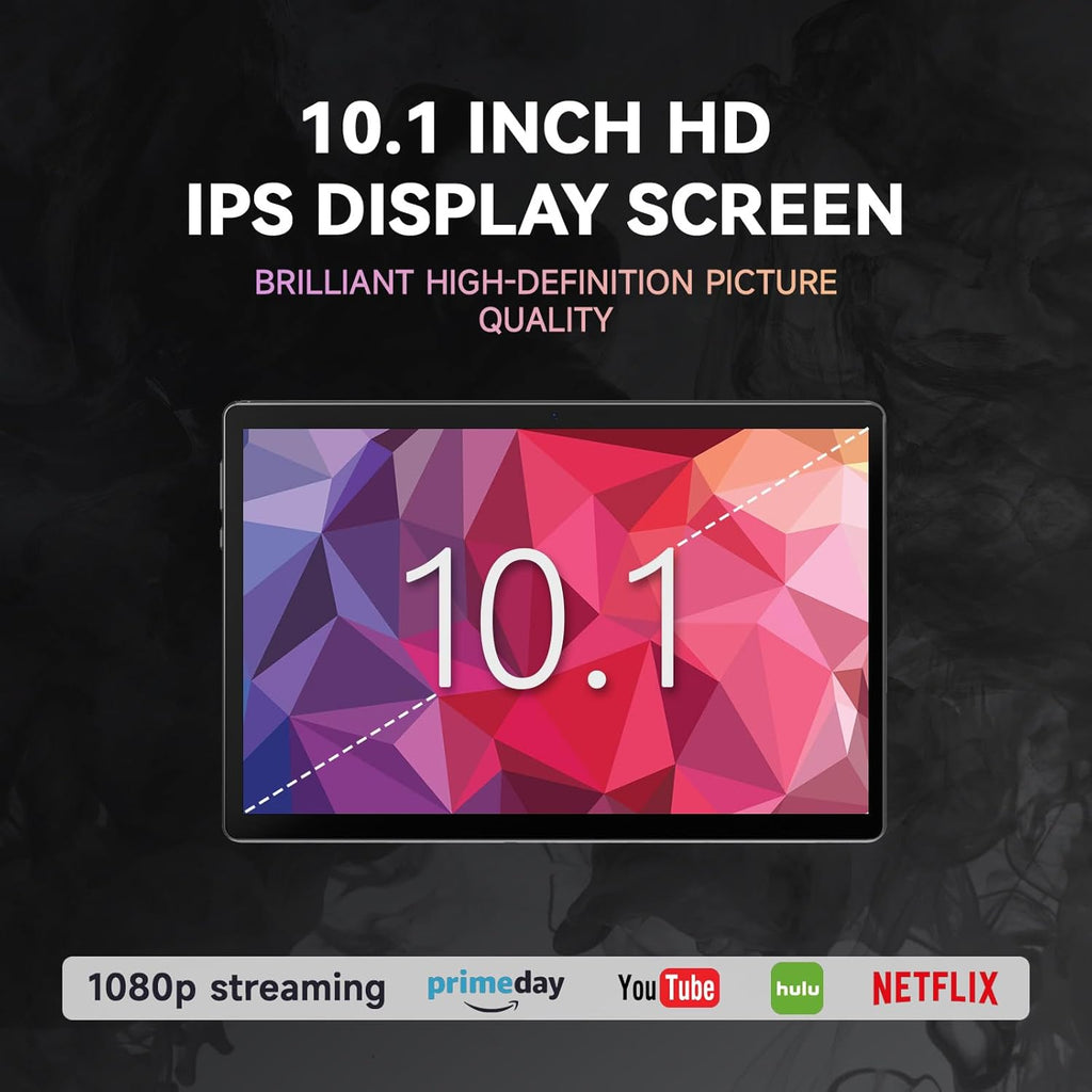 HNVHNV Tablet 10 inch Android 13 Tablets, 6GB RAM 64GB ROM, Quad-Core Processor, 1280x800 LCD Touch Screen, WiFi, GMS, Dual Camera, Bluetooth, 6000mAh Battery