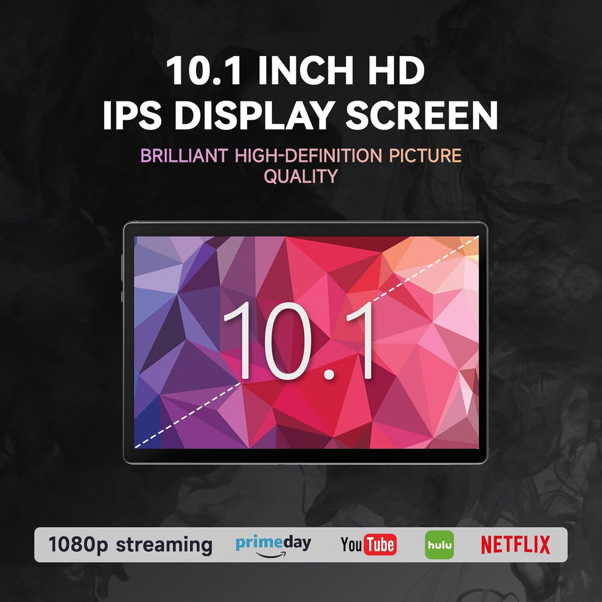 HNVHNV Tablet 10 inch Android 13 Tablets, 6GB RAM 64GB ROM, Quad-Core Processor, 1280x800 LCD Touch Screen, WiFi, GMS, Dual Camera, Bluetooth, 6000mAh Battery