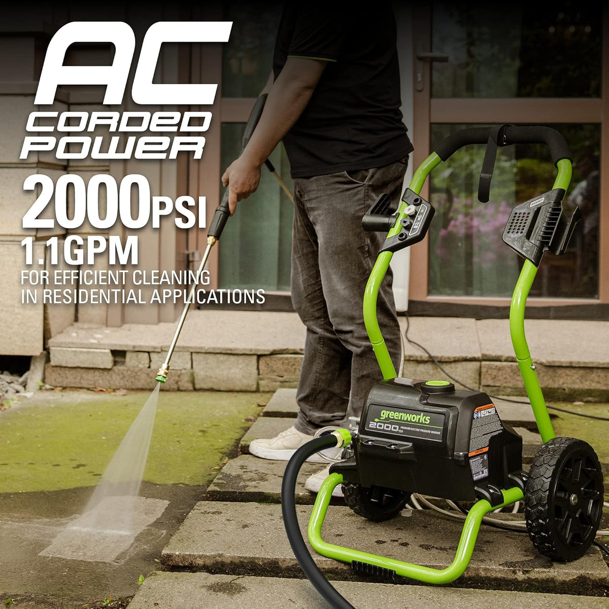 Greenworks 2000 Max PSI @ 1.1 GPM (13 Amp) Electric Pressure Washer GPW2000-1RG + Surface Cleaner Universal Attachment 30012