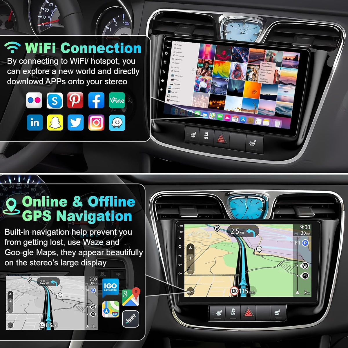 Car Radio for Chrysler 200 200C 2011-2014, 4GB RAM + 64GB ROM 9” HD Touchscreen Car Stereo – Android 13 System, Wireless CarPlay & Android Auto,GPS& Back-up Camera