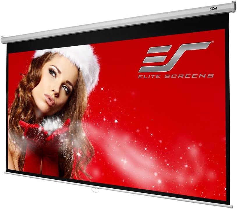 Elite Screens Manual B, 100-INCH Manual Pull Down Projector Screen Diagonal 16:9 Diag 4K 8K 3D Ultra HDR HD Ready Home Theater Movie Office Presentation, M100H