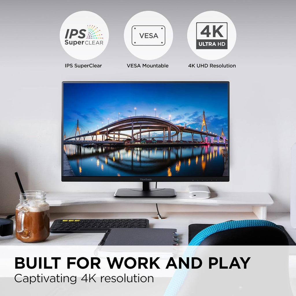 ViewSonic VA2756-4K-MHD 27 Inch IPS 4K Monitor with Ultra-Thin Bezels, HDMI and DisplayPort Inputs for Home and Office (Renewed)