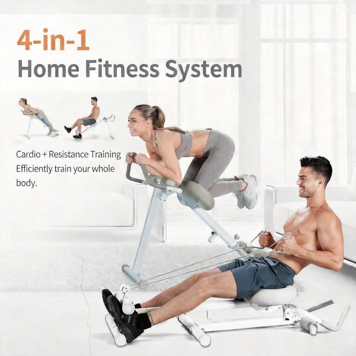 Wonder Core Pro Max - Ab Machine for Stomach Workout, Ab Workout Equipment for Home Gym Trainer, 4-in-1 Exercise Equipment - Rowing, Leg Press, Glider, Roman Chair