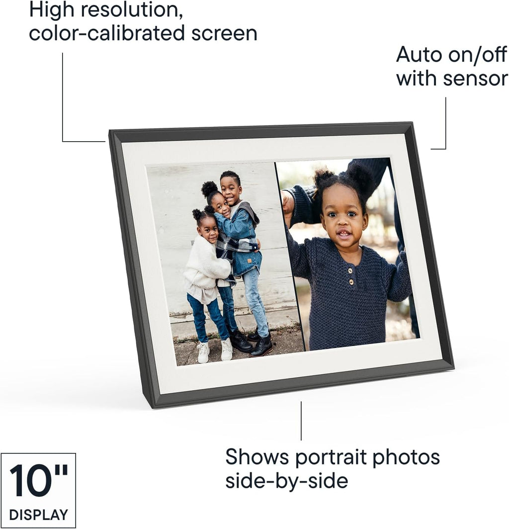 Aura Carver 10" HD WiFi Digital Picture Frame – Free Unlimited Cloud Storage – Send Photos from Phone – No Subscription – Auto On/Off – Gift for Parents & Grandparents – Quick 1 Minute Setup