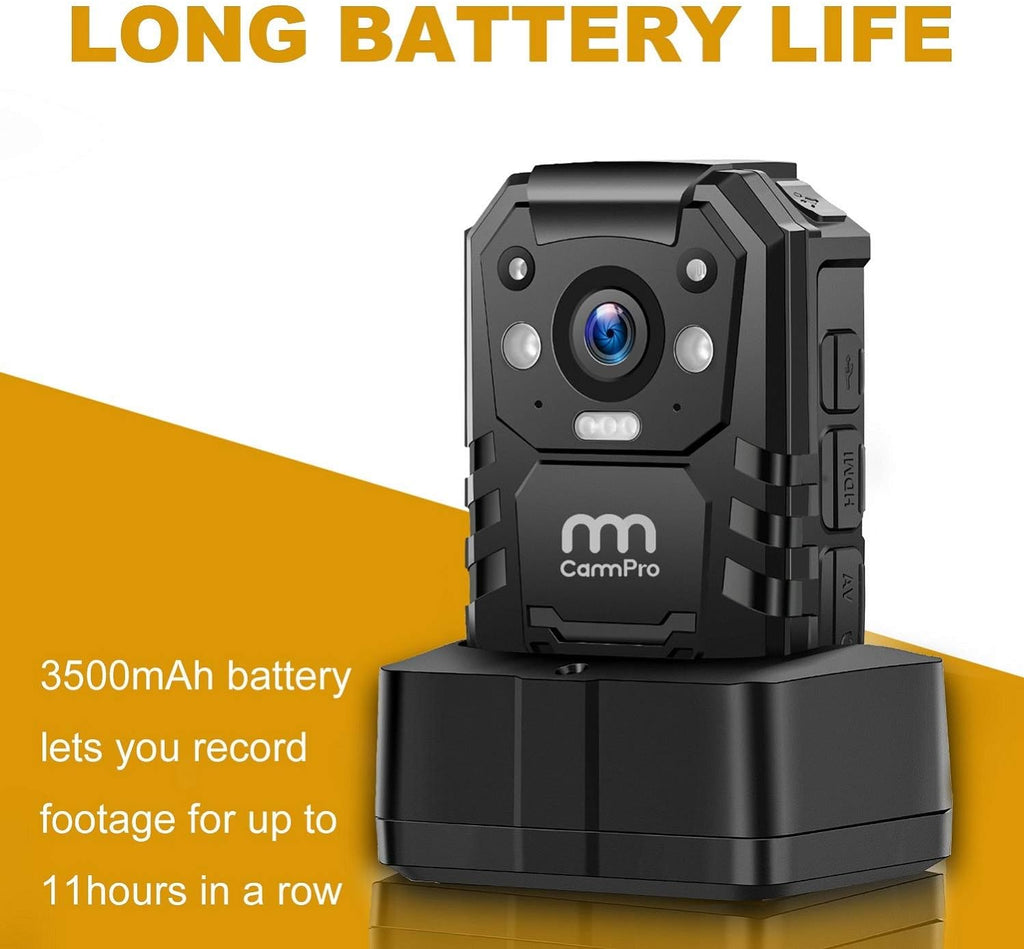 CammPro I826 1296P HD Police Body Camera,128G Memory,Waterproof Body Worn Camera,Premium Portable Body Camera with Audio Recording Wearable,Night Vision,GPS for Law Enforcement