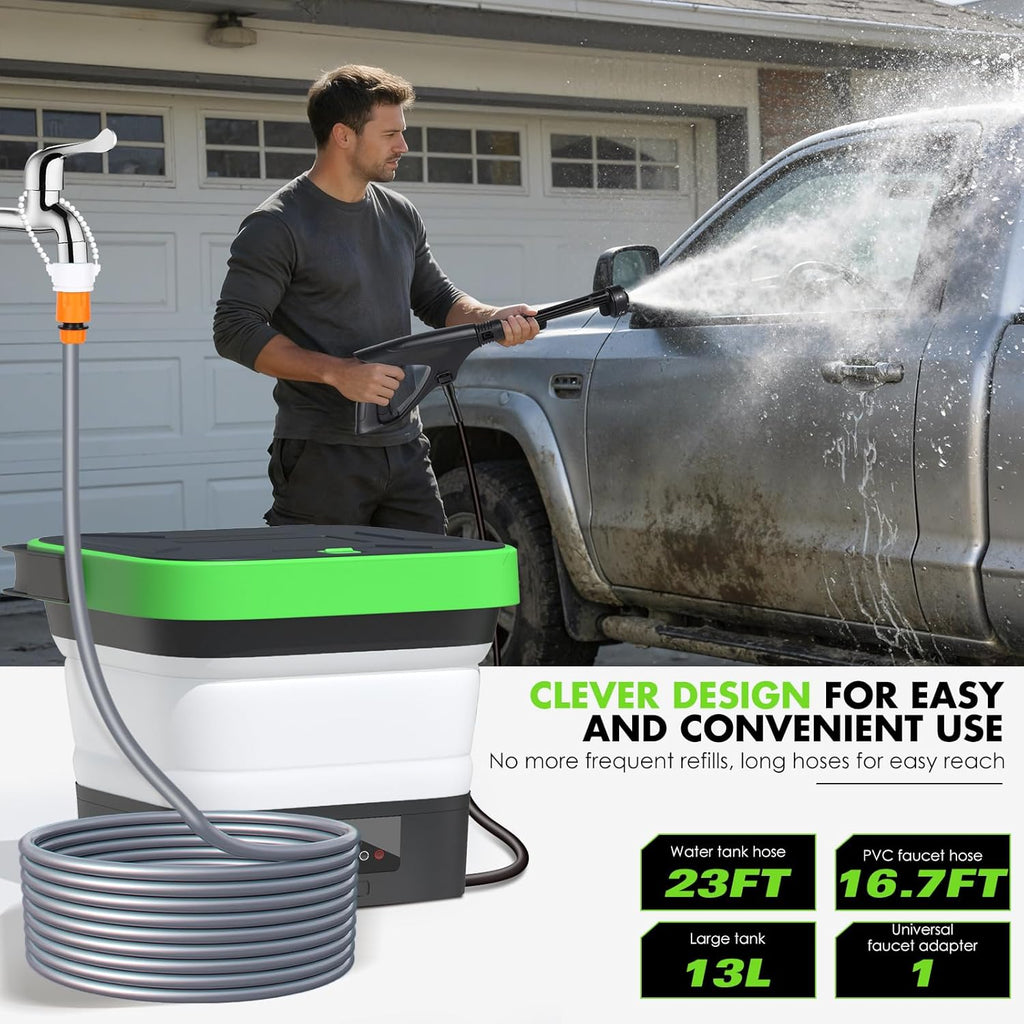 Upgrade Cordless Pressure Washer,Portable Pressure Washers with 3.5Gal Tank,7 Adiustable Handheld Portable Pressure Washers with 6-in-1 Nozzle,Max 550PSl,16.7FT Hose, 5x4000mAh Portable Power Washer