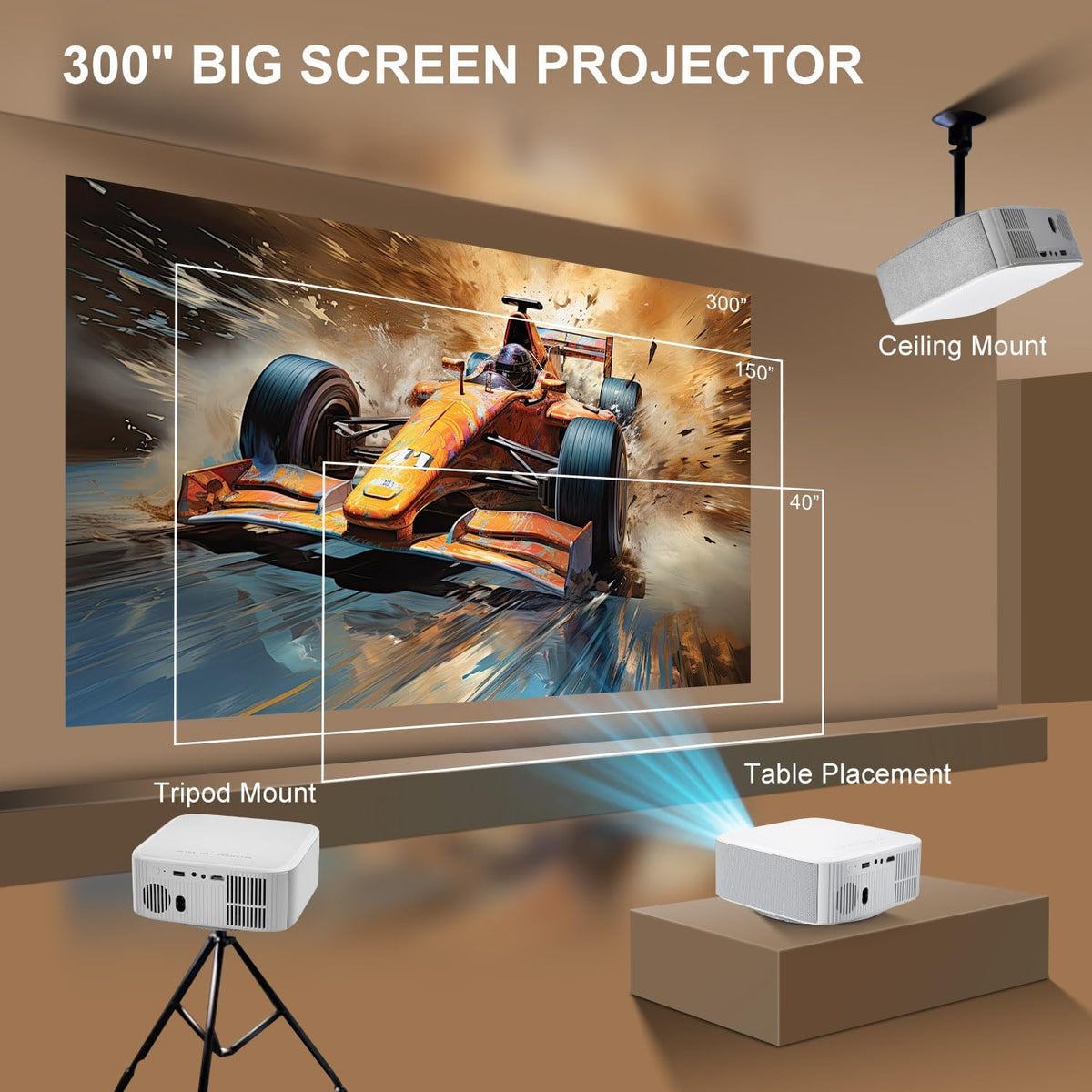 Native 1080P Projector | 600 ANSI Lumens | Built-in Licensed Apps - 2026 Upgrade Portable Mini Projector, Auto Keystone/Electric Focus, WiFi 6 & Bluetooth, 4K Supported Outdoor Home Movie Projector