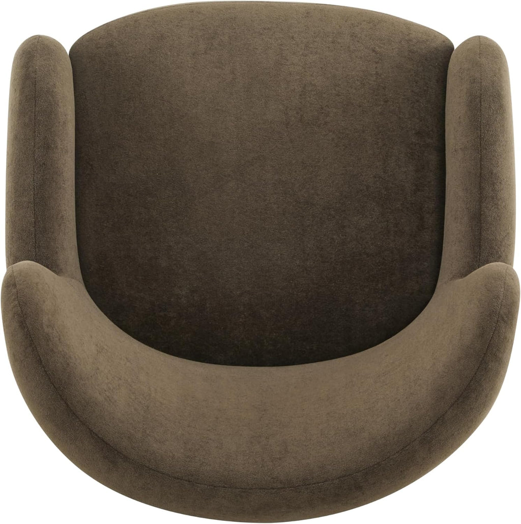 Christopher Knight Home Auden Wingback Accent Chair, Fabric Club Chair, Velvet Upholstered Armchair, Curved Backrest Single Sofa, Soft Cushion Seating, Reading Lounge Chair for Living Room, Brown
