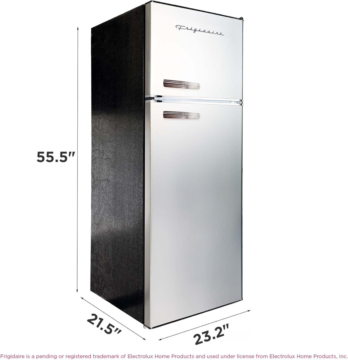 Frigidaire EFR753, 2 Door Apartment Size Refrigerator with Freezer, Retro Chrome Handle, 7.5 cu ft, Platinum Series, Stainless Steel, 7.5