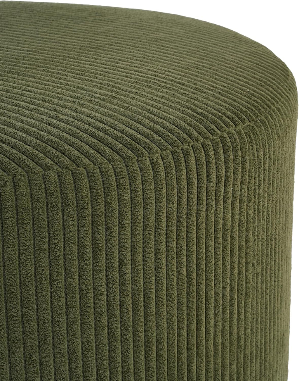 Christopher Knight Home GAVI Corduroy Ottoman Foot Stool, 30" Pouf Footstool Ottoman Seat, Upholstered Foot Chair, Round Footrest, Modern Side Table for Living Room Bedroom Home Decor, Olive Green