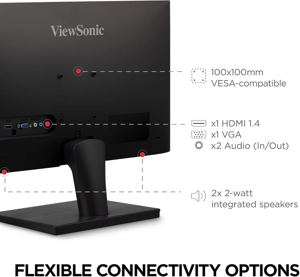 ViewSonic VS2447M 24 Inch 1080p Monitor, 100Hz Refresh Rate for Productive Home and Office Spaces, Eye Care Technology, Thin Bezels, HDMI, and VGA Inputs