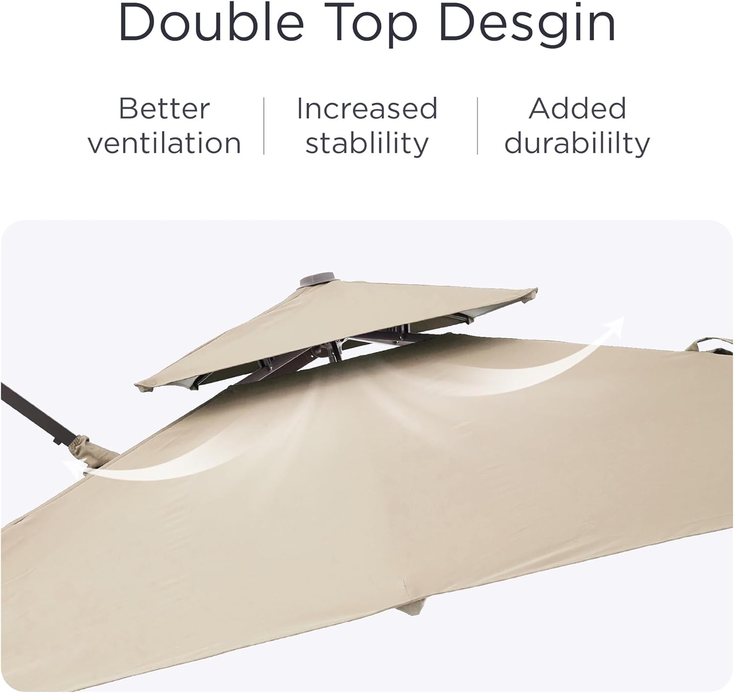 Deconk 9' X 12' Patio Umbrella with LED Lights Outdoor Cantilever Large Rectangle Offset Umbrellas Heavy Duty Aluminum Double Top with 360-degree Rotation for Pool Garden Deck, Beige