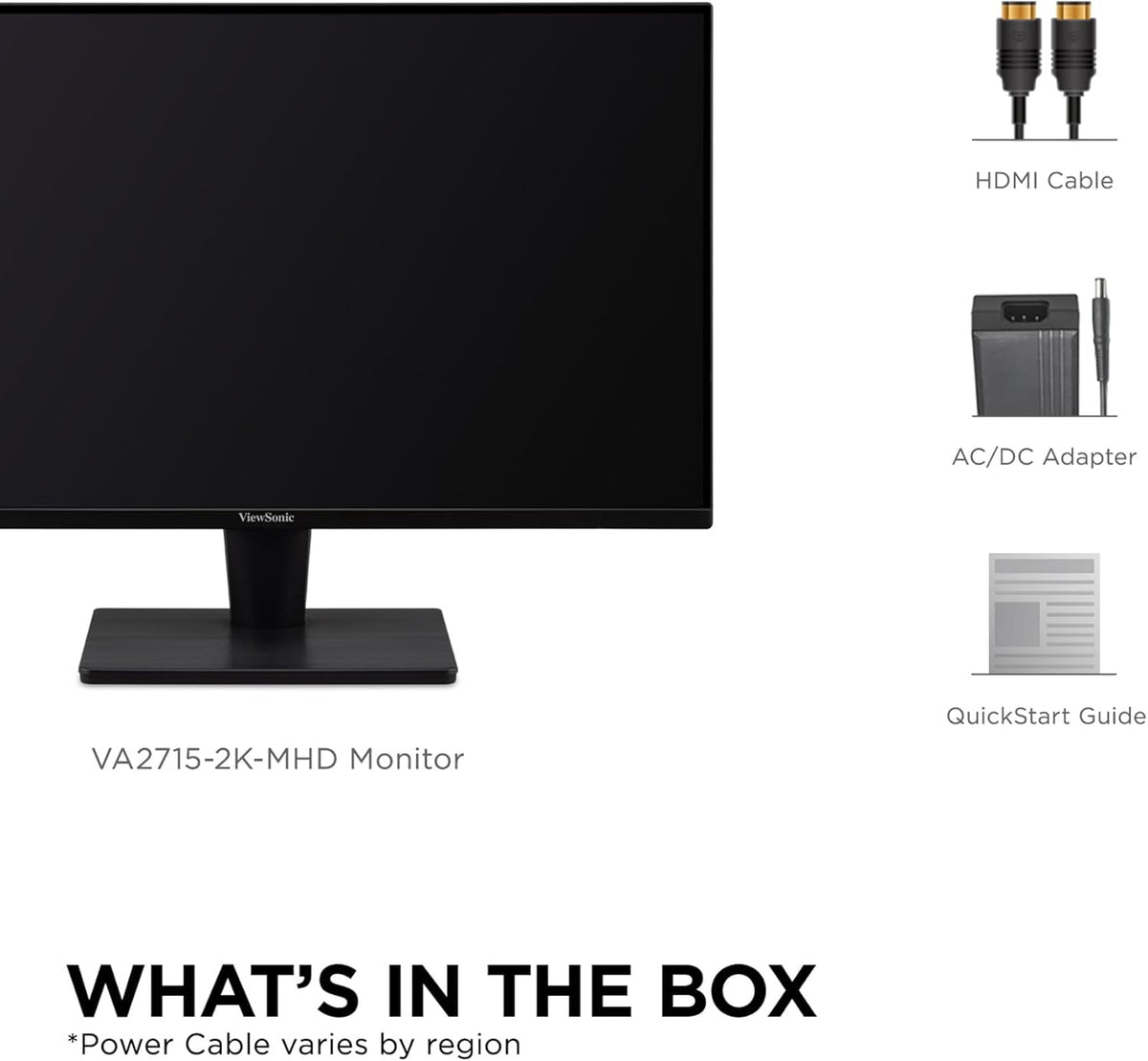 ViewSonic VA2715-2K-MHD 27 Inch 1440p LED Monitor with Adaptive Sync, Ultra-Thin Bezels, HDMI and DisplayPort (Renewed)